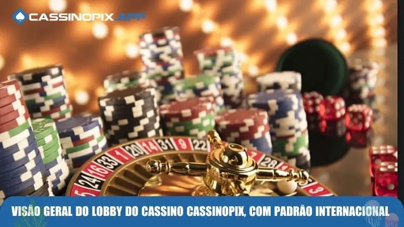 Visão geral do lobby do cassino Cassinopix, com padrão internacional 